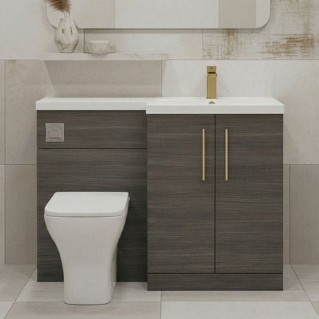 [BFLE511RH017] Bramshall Combination Vanity Unit with Basin & WC, Right Hand, 1100mm x 390mm - Choice of Colour and Handle Finish - Silo