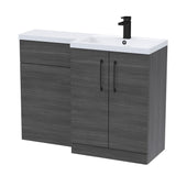 Bathroom Vanity Unit with Basin & WC, Right Hand, 1100mm x 390mm - Choice of Colour