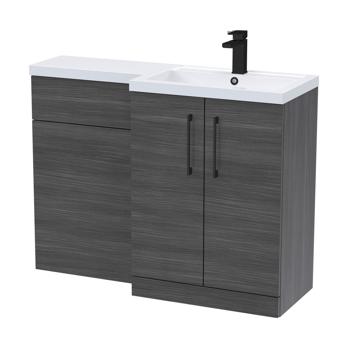 [BFLE511RH018] Bramshall Combination Vanity Unit with Basin & WC, Right Hand, 1100mm x 390mm - Choice of Colour and Handle Finish - Cutout