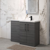 Bramshall Combination Vanity Unit with Basin & WC, Right Hand, 1100mm x 390mm - Choice of Colour and Handle Finish