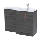 Bathroom Vanity Unit with Basin & WC, Right Hand, 1100mm x 390mm - Choice of Colour