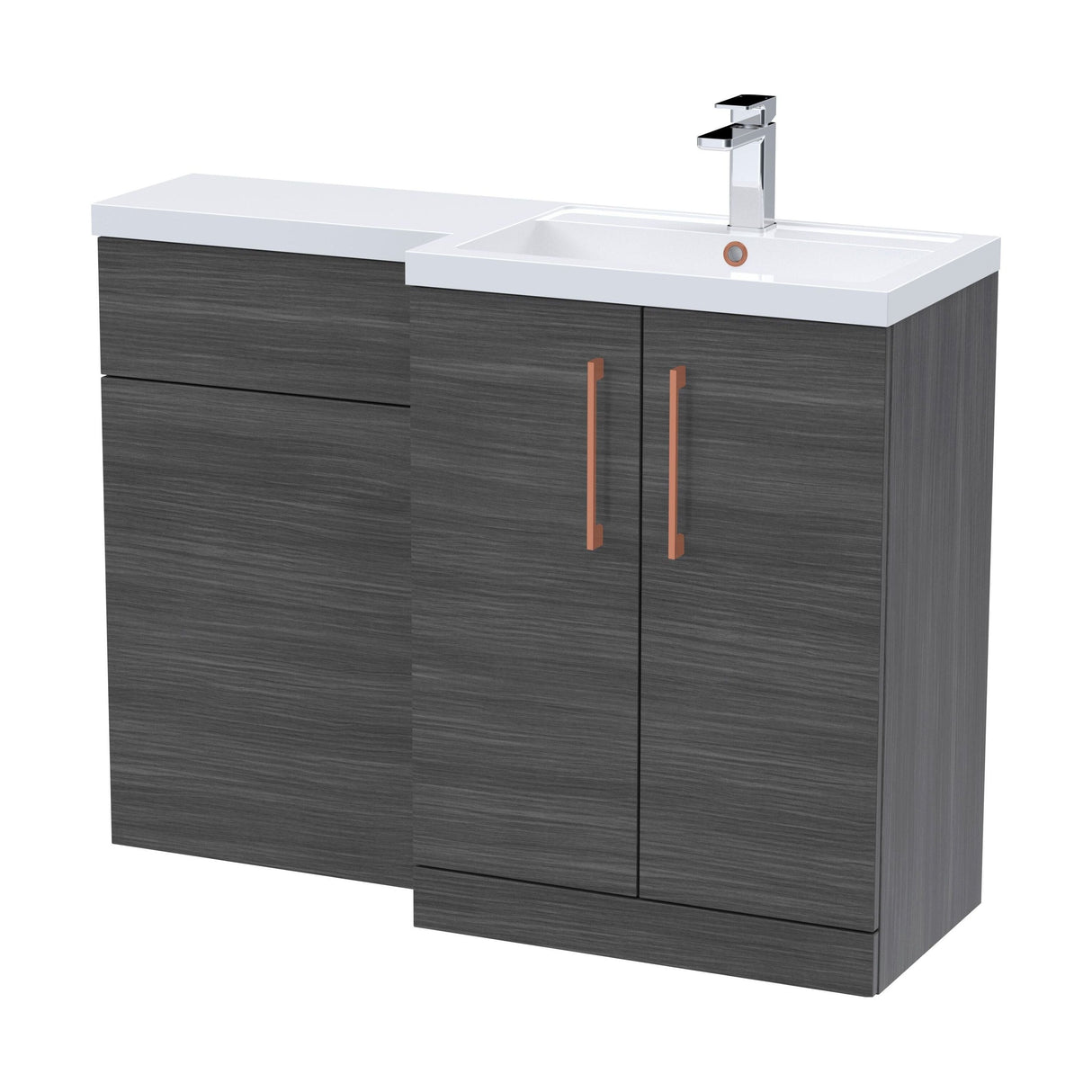 [BFLE511RH019] Bramshall Combination Vanity Unit with Basin & WC, Right Hand, 1100mm x 390mm - Choice of Colour and Handle Finish - Cutout