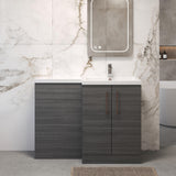 Bramshall Combination Vanity Unit with Basin & WC, Right Hand, 1100mm x 390mm - Choice of Colour and Handle Finish