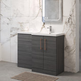 Bramshall Combination Vanity Unit with Basin & WC, Right Hand, 1100mm x 390mm - Choice of Colour and Handle Finish