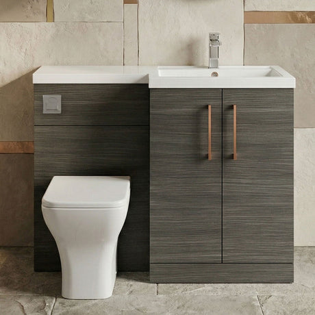 [BFLE511RH019] Bramshall Combination Vanity Unit with Basin & WC, Right Hand, 1100mm x 390mm - Choice of Colour and Handle Finish - Silo