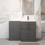 Bramshall Combination Vanity Unit with Basin & WC, Right Hand, 1100mm x 390mm - Choice of Colour and Handle Finish