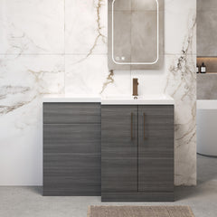 [BFLE511RH1516] Bramshall Combination Vanity Unit with Basin & WC, Right Hand, 1100mm x 390mm - Choice of Colour and Handle Finish - Lifestyle 1