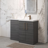 Bramshall Combination Vanity Unit with Basin & WC, Right Hand, 1100mm x 390mm - Choice of Colour and Handle Finish