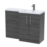 Bathroom Vanity Unit with Basin & WC, Right Hand, 1100mm x 390mm - Choice of Colour