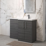Bramshall Combination Vanity Unit with Basin & WC, Right Hand, 1100mm x 390mm - Choice of Colour and Handle Finish