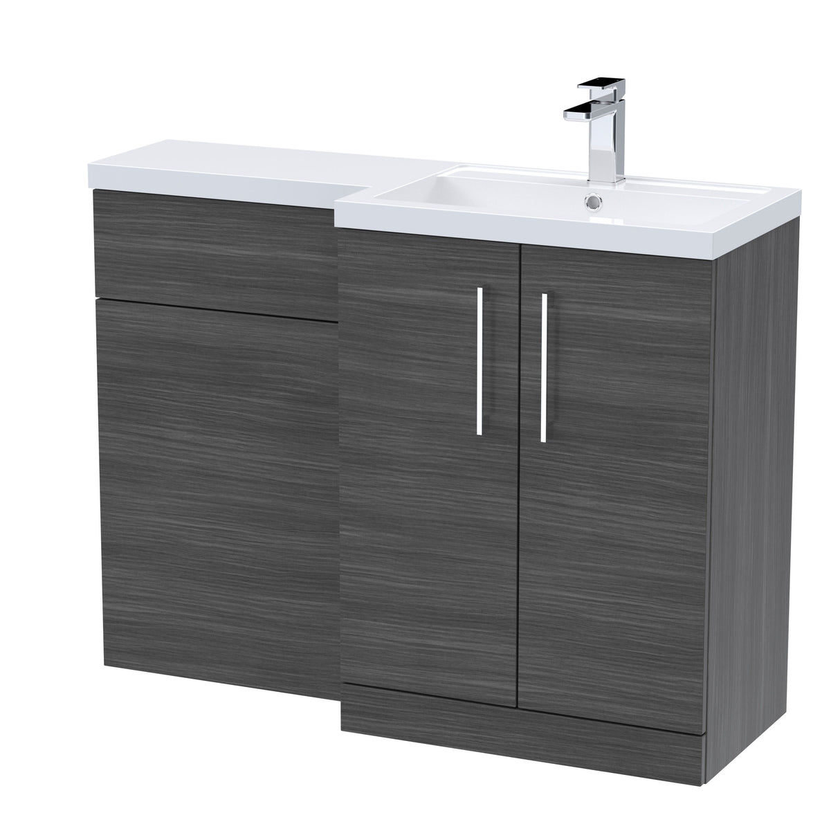 Bramshall Combination Vanity Unit with Basin & WC, Right Hand, 1100mm x 390mm - Choice of Colour and Handle Finish