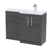 Bramshall Combination Vanity Unit with Basin & WC, Right Hand, 1100mm x 390mm - Choice of Colour and Handle Finish