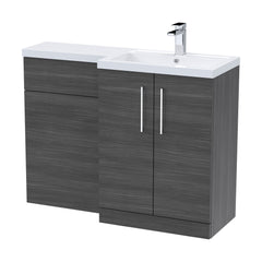 [BFLE511R] Bramshall Combination Vanity Unit with Basin & WC, Right Hand, 1100mm x 390mm - Choice of Colour and Handle Finish - Cutout