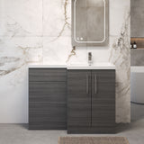 Bramshall Combination Vanity Unit with Basin & WC, Right Hand, 1100mm x 390mm - Choice of Colour and Handle Finish