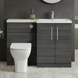 Bramshall Combination Vanity Unit with Basin & WC, Right Hand, 1100mm x 390mm - Choice of Colour and Handle Finish