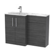 [BFLE513L] Bramshall Contemporary 2 Door Left-Hand Floor Standing Combination Unit with Stone Basin, Anthracite Woodgrain, 1100mm - Cutout