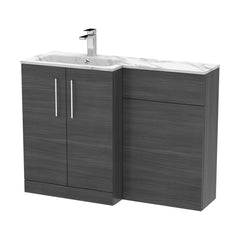 [BFLE513L] Bramshall Contemporary 2 Door Floor Standing Combination Unit with Stone Basin, 1100mm, Choice of Orientation and Colour - Cutout