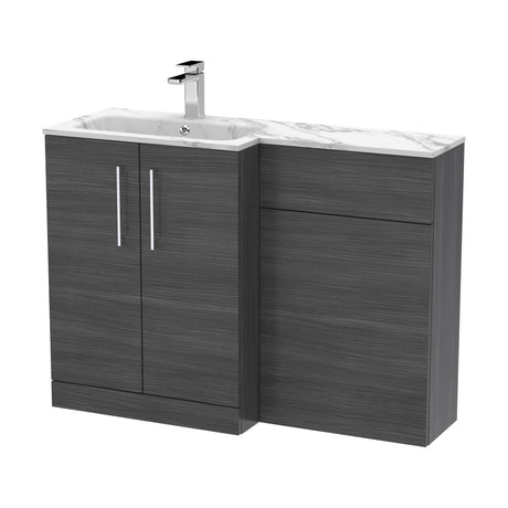 [BFLE513L] Bramshall Contemporary 2 Door Floor Standing Combination Unit with Stone Basin, 1100mm, Choice of Orientation and Colour - Cutout