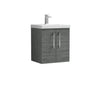 [BFLE521A] Bramshall Contemporary 2 Door Wall Hung Vanity Basin Unit with Mid-Edge Basin, Choice of Size and Colour - Cutout