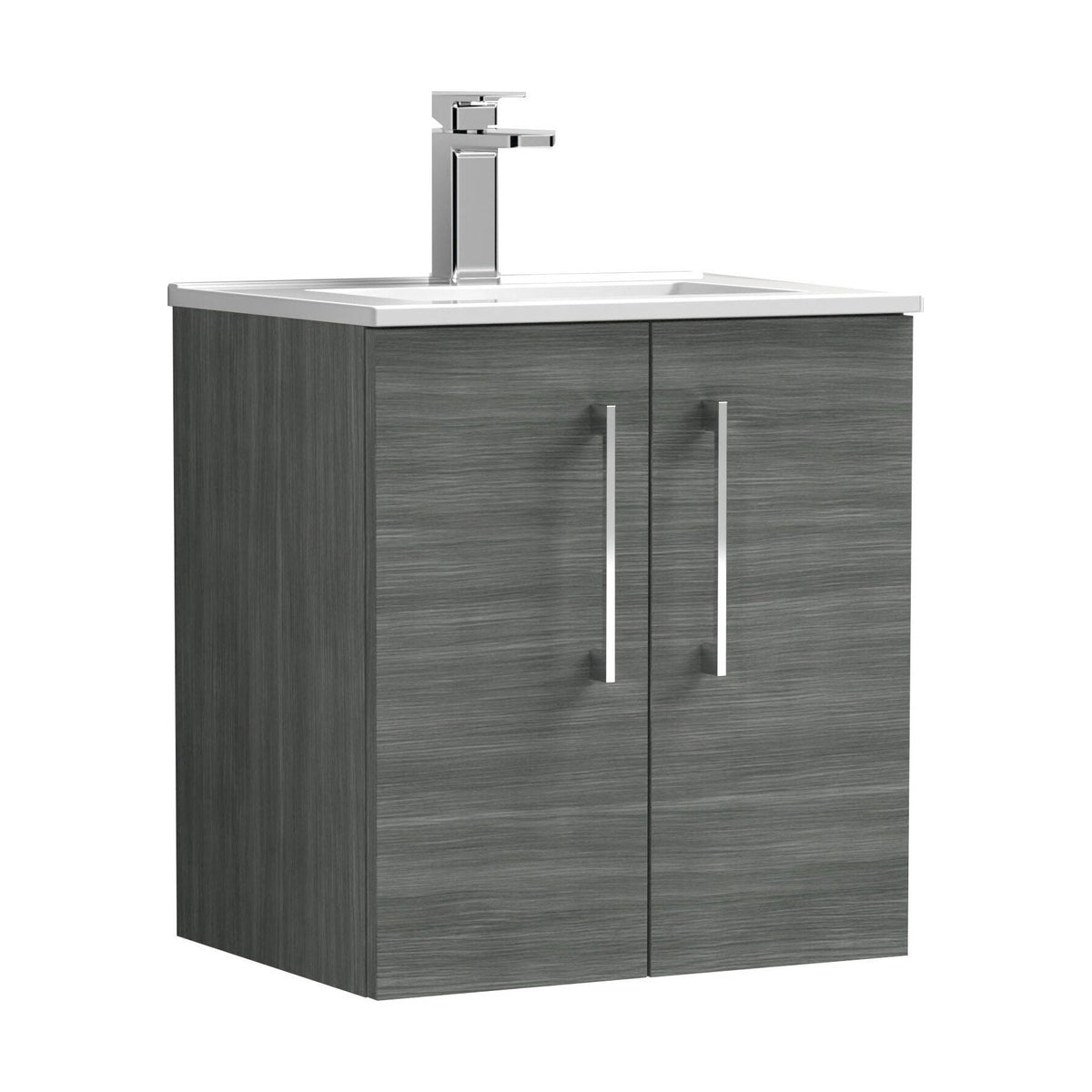 [BFLE521B] Bramshall Contemporary 2 Door Wall Hung Vanity Basin Unit, Choice of Size, Colour and Basin - Cutout
