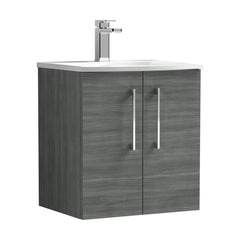 [BFLE521G] Balterley  Modern Bathroom 2 Soft Close Door Wall Hung Vanity & Basin, Anthracite, 500mm - Cutout