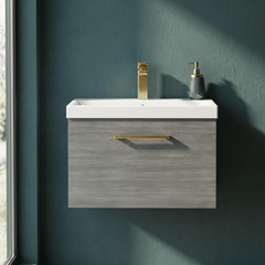 [BFLE522AH017] Bramshall Wall Hung 1 Drawer Vanity Unit with Mid-Edge Ceramic Basin 600mm - Studio Shot