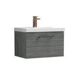 Wall Hung 1 Drawer Vanity Unit with Mid-Edge Ceramic Basin - Choice of Colour, Handle Finish and Size