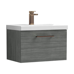 [BFLE522AH1516] Bramshall Wall Hung 1 Drawer Vanity Unit with Mid-Edge Ceramic Basin - Choice of Colour, Handle Finish and Size - Cutout
