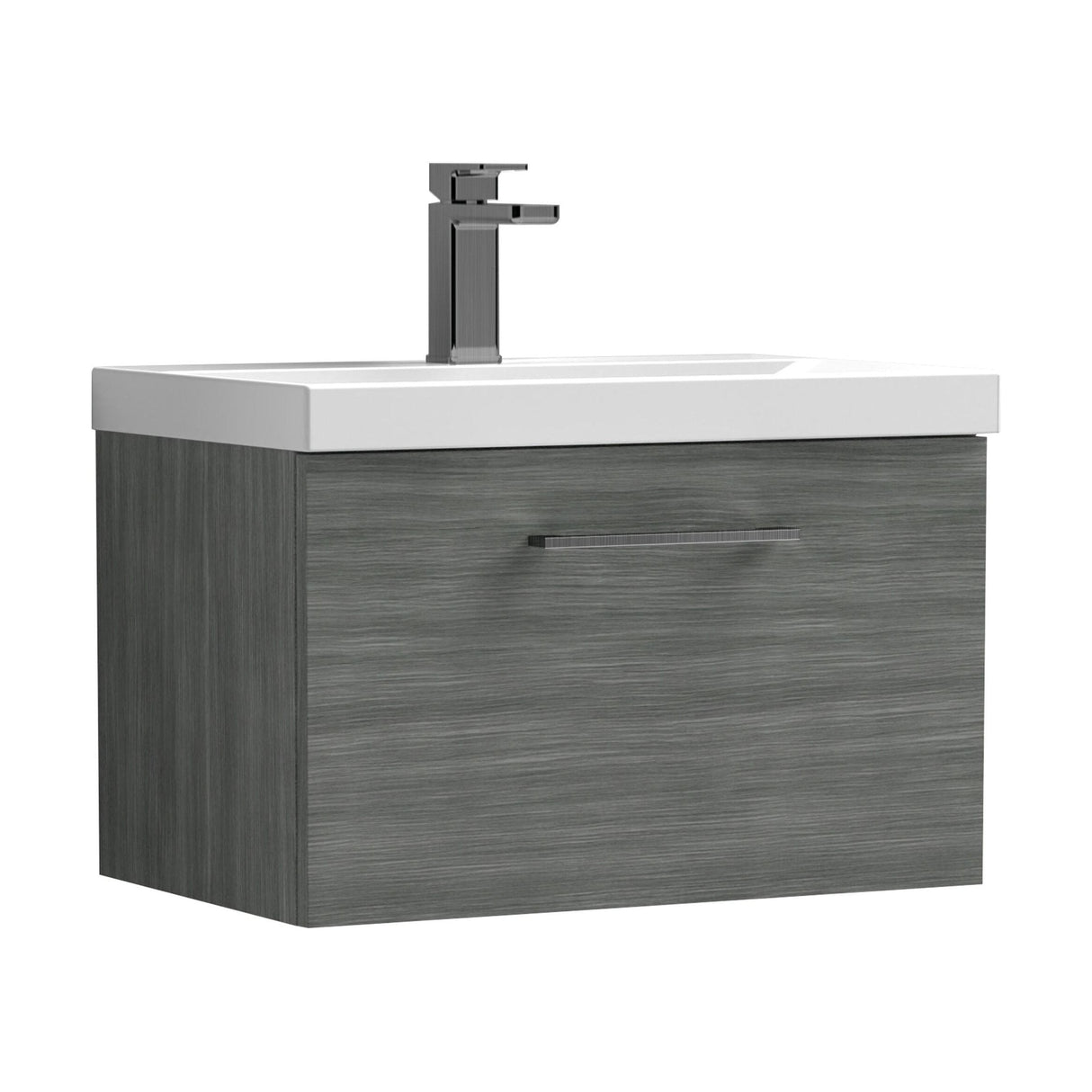 [BFLE522AH716] Bramshall Wall Hung 1 Drawer Vanity Unit with Mid-Edge Ceramic Basin - Choice of Colour, Handle Finish and Size - Cutout