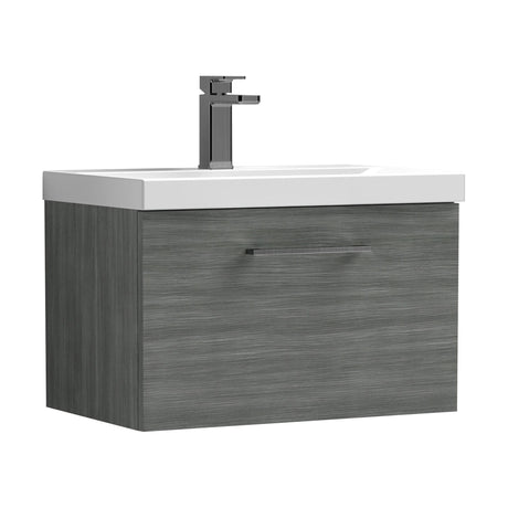 [BFLE522AH716] Bramshall Wall Hung 1 Drawer Vanity Unit with Mid-Edge Ceramic Basin - Choice of Colour, Handle Finish and Size - Cutout