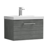 [BFLE522A] Bramshall Wall Hung 1 Drawer Vanity Unit with Mid-Edge Ceramic Basin - Choice of Colour, Handle Finish and Size - Cutout