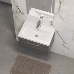 [BFLE522A] Bramshall Wall Hung 1 Drawer Vanity Unit with Mid-Edge Ceramic Basin 600mm - Lifestyle 2