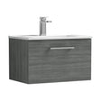 [BFLE522B] Balterley  Contemporary Bathroom 1 Soft Close Drawer & Minimalist Wall Hung Vanity Unit Basin, Anthracite Woodgrain, 600mm - Cutout