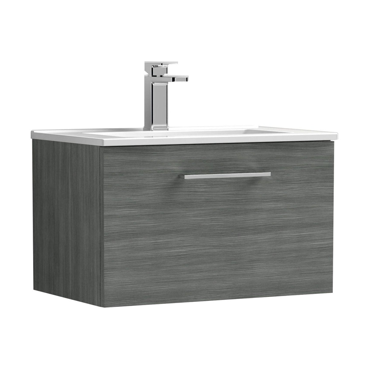 [BFLE522B] Bramshall Contemporary 1 Soft Close Drawer Wall Hung Vanity Unit, Choice of Size/Basin Type/Colour - Cutout