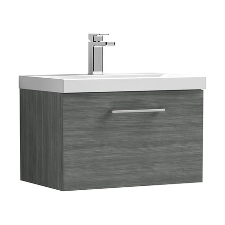 [BFLE522D] Balterley  Contemporary Bathroom Wall Hung 1-Drawer Vanity & Thin-Edge Basin, Anthracite, 600mm - Cutout