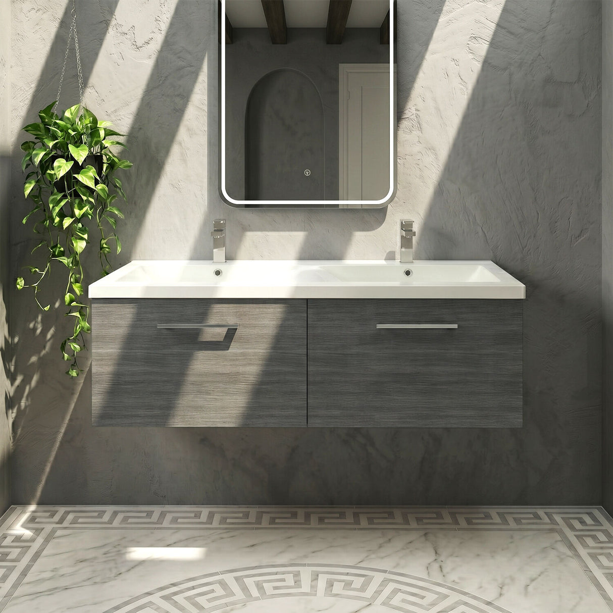 [BFLE522F2] Bramshall Wall Hung 2 Drawer Vanity Basin Unit - 1200mm - Choice of Colour and Basin Type - Silo