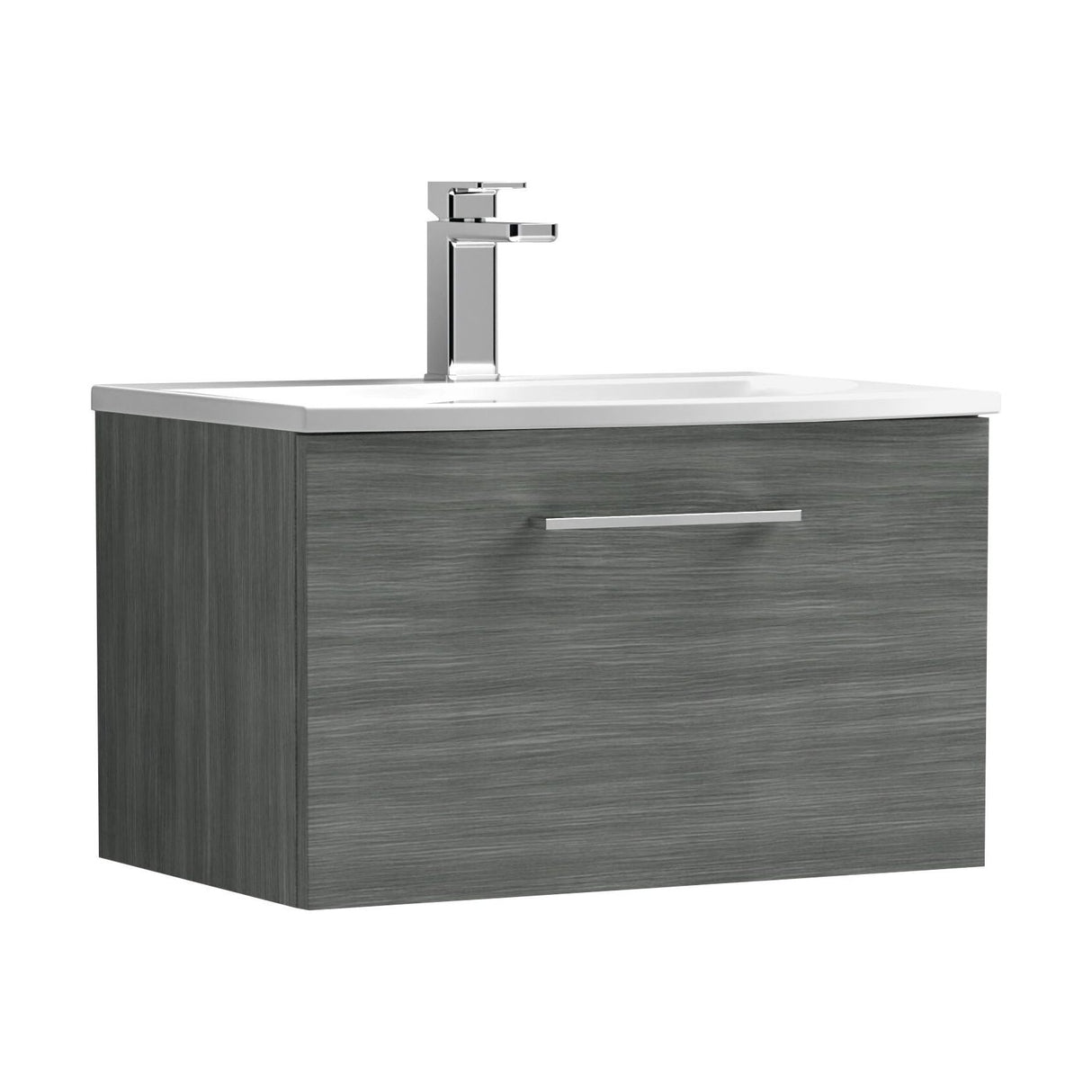 [BFLE522G] Balterley  Modern Bathroom 1 Soft Close Drawer Wall Hung Vanity & Basin, Anthracite, 600mm - Cutout