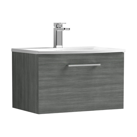 [BFLE522G] Balterley  Modern Bathroom 1 Soft Close Drawer Wall Hung Vanity & Basin, Anthracite, 600mm - Cutout