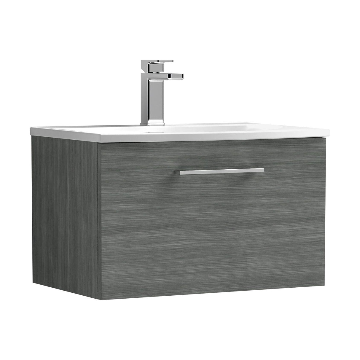 [BFLE522G] Bramshall Contemporary 1 Soft Close Drawer Wall Hung Vanity Unit, Choice of Size/Basin Type/Colour - Cutout