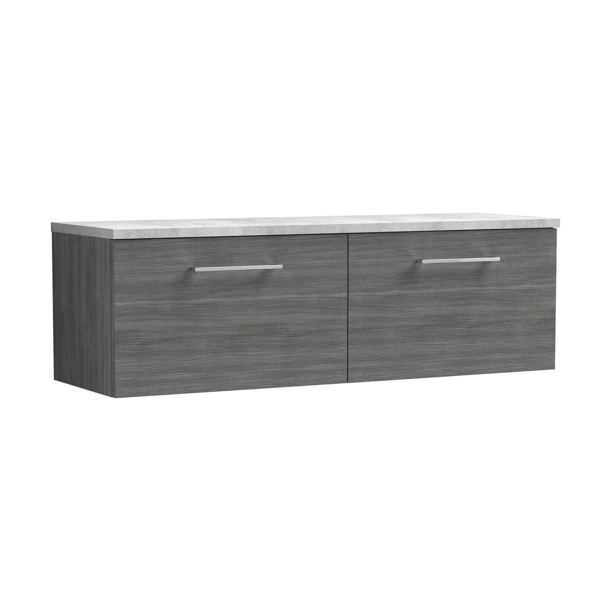 [BFLE522LBG2] Balterley Level 1200mm Wall Hung 2 Drawer Vanity Unit & Laminate Worktop for Contemporary Bathroom Storage - Anthracite Woodgrain - Cutout
