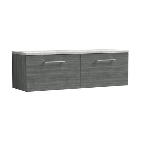 [BFLE522LBG2] Bramshall Wall Hung 2 Drawer Vanity Unit with Bellato Grey Laminate Worktop, 1200mm, Choice of Colour - Cutout