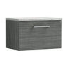 [BFLE522LBG] Bramshall Contemporary 1 Drawer Wall Hung Vanity Unit with Bellato Grey Laminate Worktop, Choice of Size and Colour - Cutout