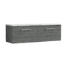 [BFLE522LCM2] Bramshall Contemporary 2 Drawer Wall Hung Vanity Unit with Carrera Marble Laminate Worktop, 1200mm, Choice of Colour - Cutout