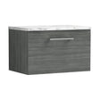 [BFLE522LCM] Balterley Level 600mm Wall Hung 1 Drawer Vanity Unit & Laminate Worktop for Contemporary Bathroom Storage - Anthracite Woodgrain - Cutout