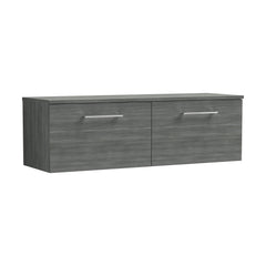 [BFLE522W2] Bramshall 1200mm Wall Hung 2 Drawer Vanity Unit with Worktop, Choice of Colour - Cutout