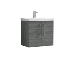 [BFLE5233A] Bramshall Contemporary 2 Door Wall Hung Vanity Basin Unit with Mid-Edge Basin, Choice of Size and Colour - Cutout