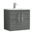 [BFLE523G] Balterley  Modern Bathroom 2 Soft Close Door Wall Hung Vanity & Basin, Anthracite, 600mm - Cutout