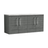 [BFLE523LBG2] Bramshall Wall Hung 4 Door Vanity Unit with Bellato Grey Laminate Worktop, 1200mm, Choice of Colour - Cutout
