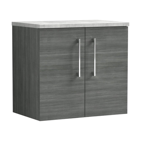 [BFLE523LBG] Bramshall Wall Hung 2 Door Vanity Unit with Bellato Grey Laminate Worktop, 600mm, Choice of Colour - Cutout
