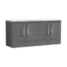 [BFLE523LCM2] Bramshall Contemporary 4 Door Wall Hung Vanity Unit with Carrera Marble Laminate Worktop, 1200mm, Choice of Colour - Cutout